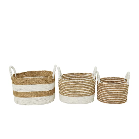 Brown Seagrass Bohemian Storage Baskets, 3ct.